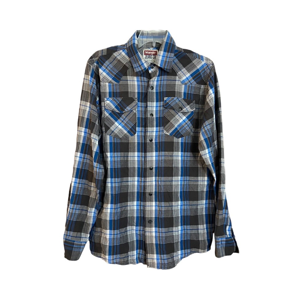 Wrangler Long Sleeve Pearl Snap Button Shirt Men's‎ M Western Plaid
